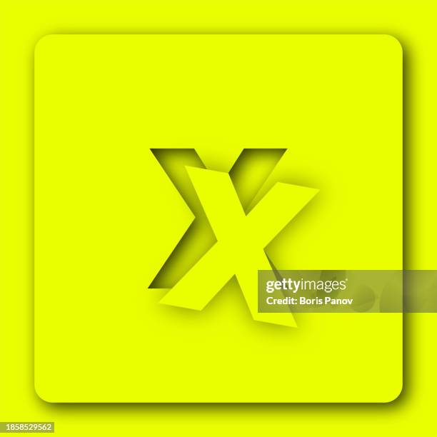 giant capital letter x falling out of 3d paper cutout in skeuomorphic or neumorphism style for app icon in bright color - modern alphabet stock illustrations