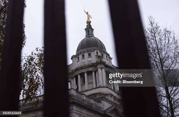 Statue of Lady Justice atop the Central Criminal Court in London, UK, on Wednesday, Dec. 13, 2023. From overcrowded prisons to record court backlogs,...