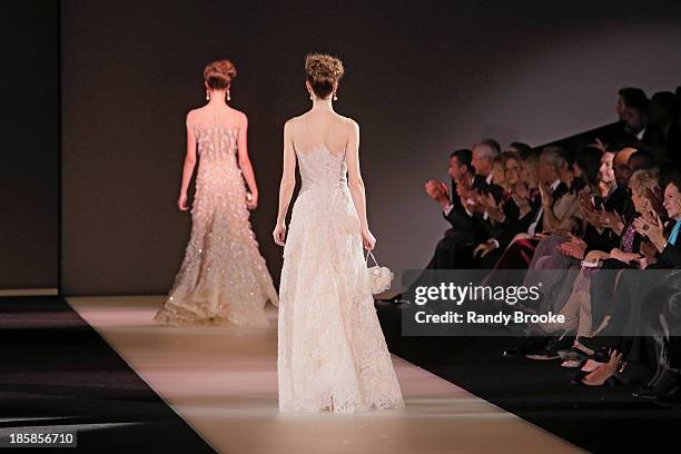 Model walks the runway during the Armani - One Night Only New York at SuperPier on October 24, 2013 in New York City.