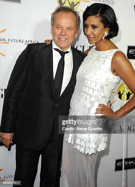 Gelila Puck and Wolfgang Puck arrives at the Gelila And Wolfgang Puck's Dream For Future Africa Foundation Gala at Spago on October 24, 2013 in...