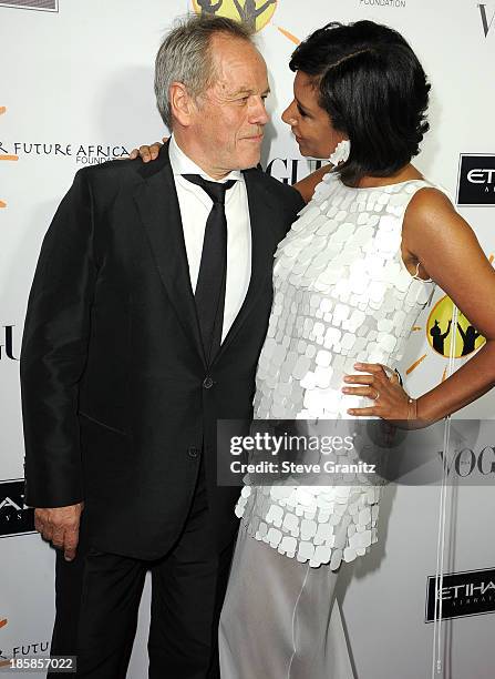 Gelila Puck and Wolfgang Puck arrives at the Gelila And Wolfgang Puck's Dream For Future Africa Foundation Gala at Spago on October 24, 2013 in...