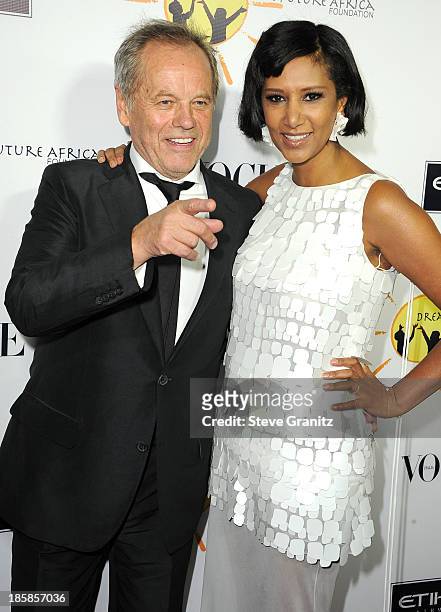 Gelila Puck and Wolfgang Puck arrives at the Gelila And Wolfgang Puck's Dream For Future Africa Foundation Gala at Spago on October 24, 2013 in...