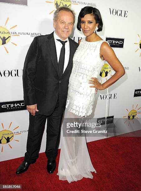 Gelila Puck and Wolfgang Puck arrives at the Gelila And Wolfgang Puck's Dream For Future Africa Foundation Gala at Spago on October 24, 2013 in...