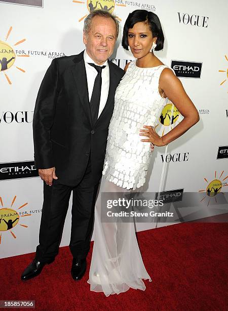 Gelila Puck and Wolfgang Puck arrives at the Gelila And Wolfgang Puck's Dream For Future Africa Foundation Gala at Spago on October 24, 2013 in...