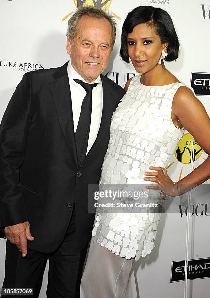 Gelila Puck and Wolfgang Puck arrives at the Gelila And Wolfgang Puck's Dream For Future Africa Foundation Gala at Spago on October 24, 2013 in...