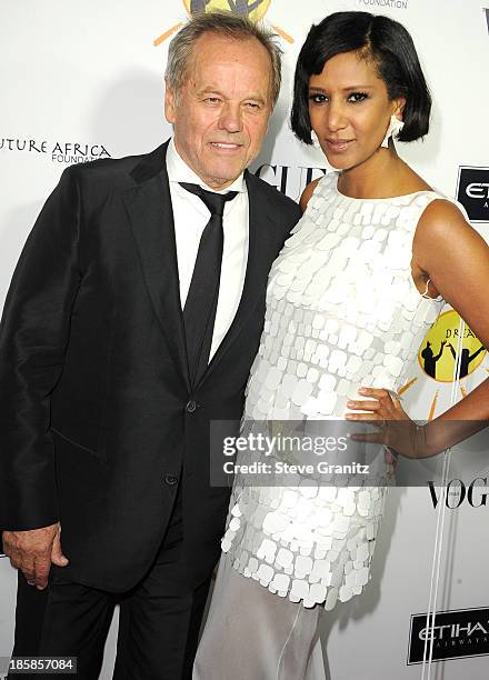 Gelila Puck and Wolfgang Puck arrives at the Gelila And Wolfgang Puck's Dream For Future Africa Foundation Gala at Spago on October 24, 2013 in...