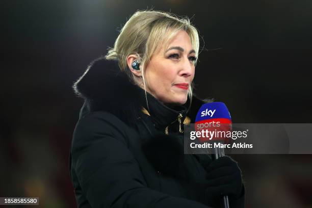 Sky Sports presenter Kelly Cates during the Premier League match between Nottingham Forest and Tottenham Hotspur at City Ground on December 15, 2023...