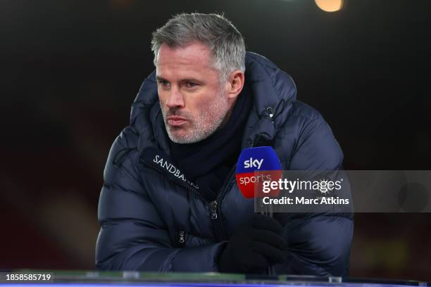 Sky Sports pundit Jamie Carragher during the Premier League match between Nottingham Forest and Tottenham Hotspur at City Ground on December 15, 2023...