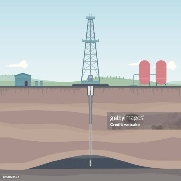 ilustraciones, imágenes clip art, dibujos animados e iconos de stock de plataforma petrolífera en el campo diagrama - plataforma petrolera