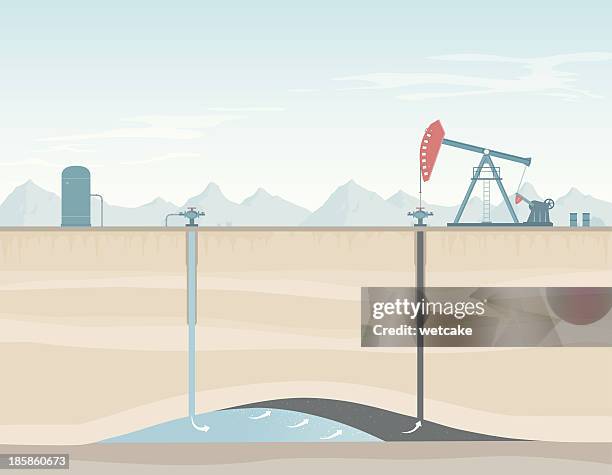 injection well, oil recovery method - oil field stock illustrations