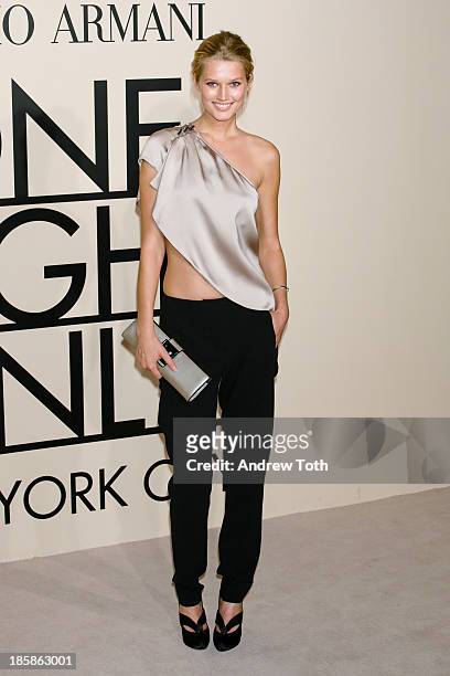 Model Toni Garrn attends Giorgio Armani - One Night Only New York at SuperPier on October 24, 2013 in New York City.