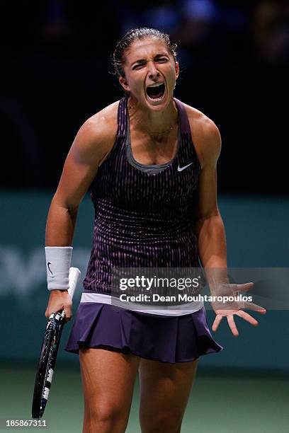 Sara Errani of Italy screams in her match against Jelena Jankovic of Serbia during day four of the TEB BNP Paribas WTA Championships at the Sinan...