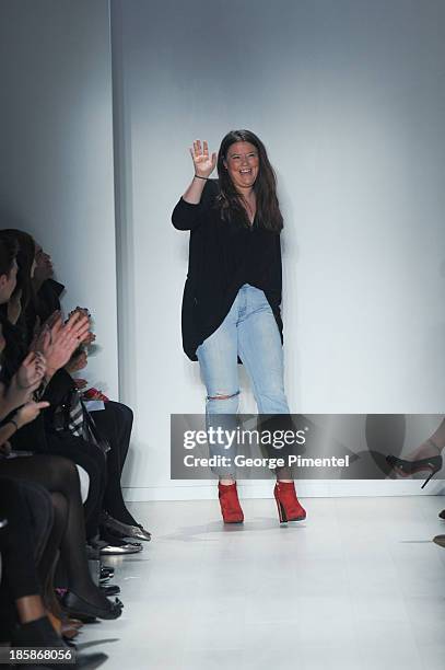Designer Hilary MacMillon presents Hilary MacMillon spring 2014 collection during World MasterCard Fashion Week Spring 2014 at David Pecaut Square at...