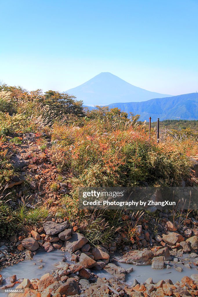Skyline of Mount.Fuji and hot spring