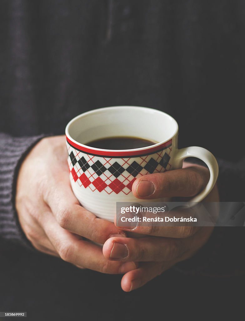 Cup of coffee in hand