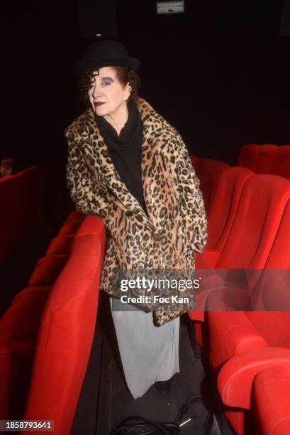 Singer Sapho attends "Tel Pere Telle Fille" Fiona Gelin reads her father Daniel Gelin's poetry at the Brady Cinema on December 15, 2023 in Paris,...