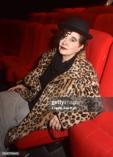 Singer Sapho attends "Tel Pere Telle Fille" Fiona Gelin reads her father Daniel Gelin's poetry at the Brady Cinema on December 15, 2023 in Paris,...