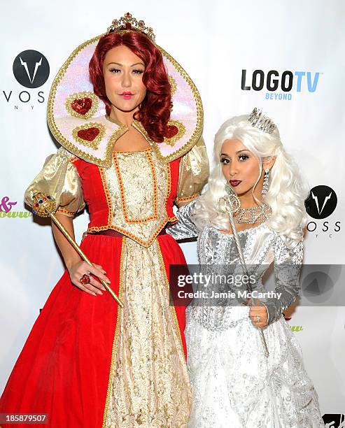 Jennifer 'JWoww' Farley and Nicole 'Snooki' Polizzi attend the Snooki and JWoww Halloween Event: "Night Of The Living Drag" at Providence on October...