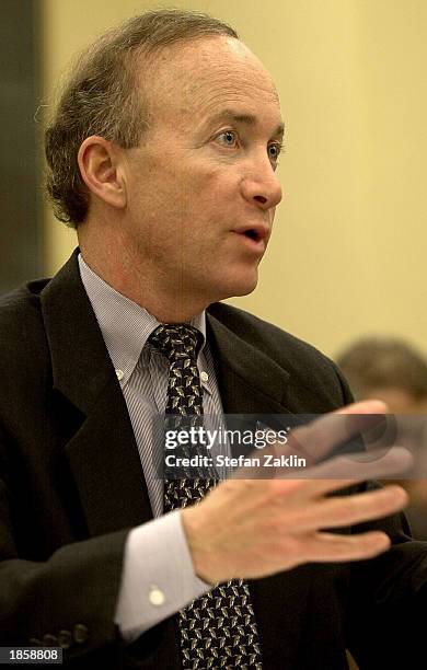 Mitch Daniels, director of the Office of Management and Budget , speaks on Capitol Hill March 19, 2003 in Washington, D.C. Daniels testified before...