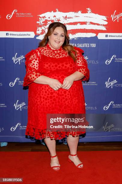 Chrissy Metz attends the 'America Salutes You' 2023 concert for gratitude at The Fisher Center for the Performing Arts on December 15, 2023 in...