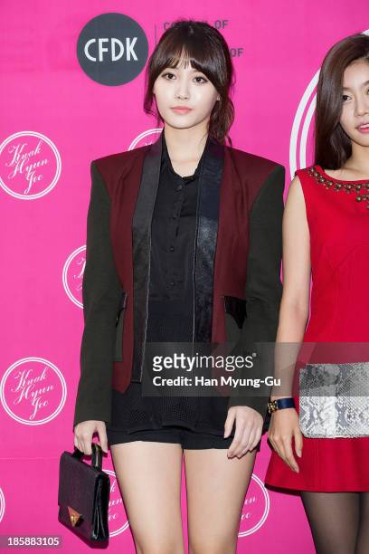 Yura of South Korean girl group Girls Day attends during at the 'Kwak Hyun-Joo' show on day five of the Seoul Fashion Week Spring/Summer 2014 at...