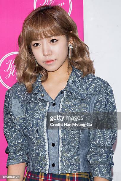 Kim Nam-Joo of South Korean girl group A Pink attends during at the 'Kwak Hyun-Joo' show on day five of the Seoul Fashion Week Spring/Summer 2014 at...