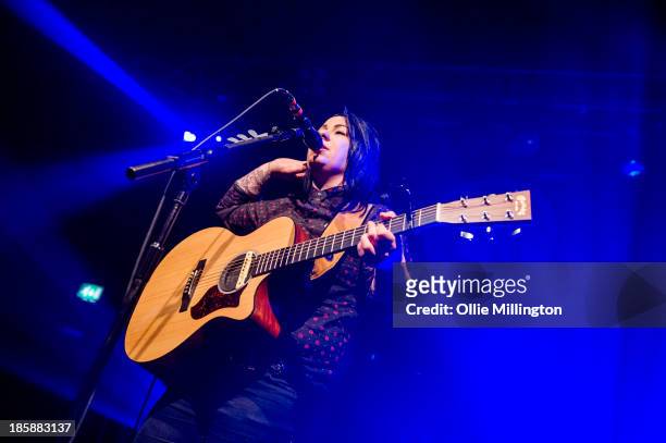 Lucy Spraggan performs onstage during a night of her October November 2013 Tour at O2 Academy Leicester on October 25, 2013 in Leicester, England.