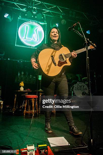 Lucy Spraggan performs onstage during a night of her October November 2013 Tour at O2 Academy Leicester on October 25, 2013 in Leicester, England.