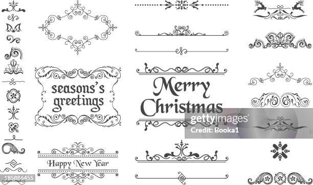 stockillustraties, clipart, cartoons en iconen met christmas decoration collection - tekstornament