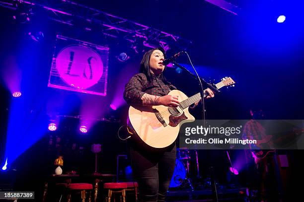 Lucy Spraggan performs onstage during a night of her October November 2013 Tour at O2 Academy Leicester on October 25, 2013 in Leicester, England.