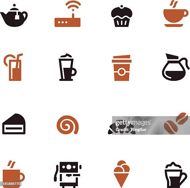 stockillustraties, clipart, cartoons en iconen met cafe icons - color series - club sandwich