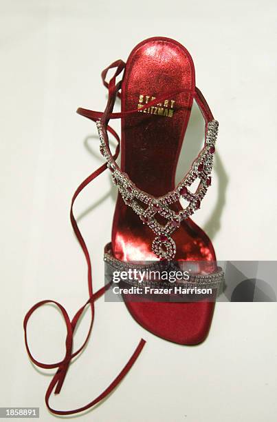 Designer Stuart Weitzman's million dollar Ruby Ladies shoe's are on shown at the Le Maridien Hotel on March 19, 2003 in Los Angeles, California.