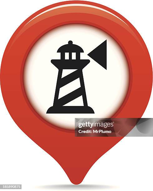 lighthouse map pointer - lighthouse beacon stock illustrations