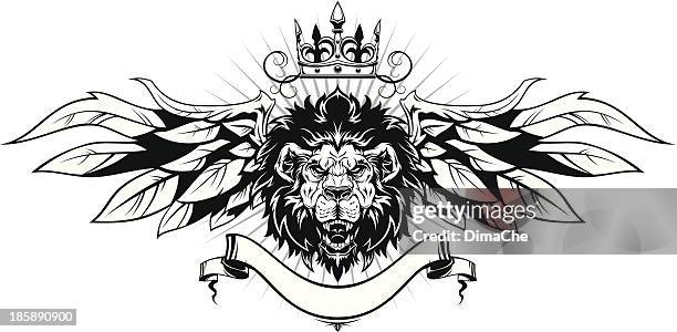 stockillustraties, clipart, cartoons en iconen met lions head with wings - dolche