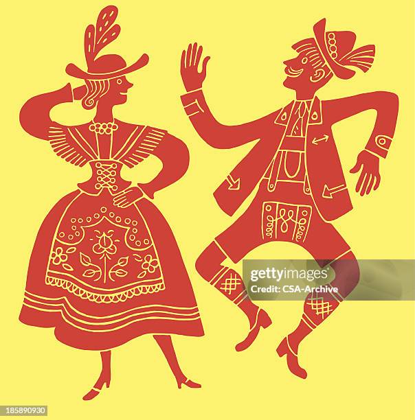 two dancers in costume - world music stock illustrations