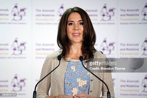 Princess Mary of Denmark addresses guests at the launch of eSmart Homes Digital License, The Alannah and Madeline Foundation on October 26, 2013 in...
