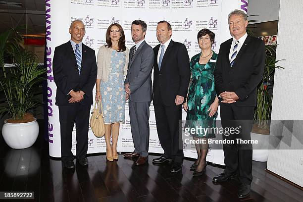 Walter Mikac, Princess Mary of Denmark, Prince Frederik of Denmark, Australian Prime Minister, Tony Abbott, Judith Slocombe and John Bertrand pose...