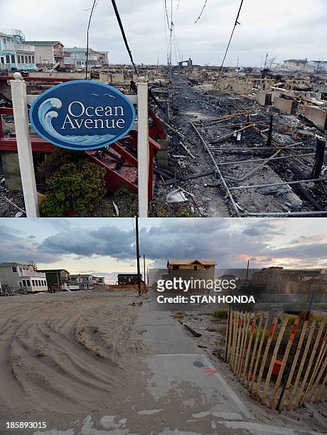 The Breezy Point neighborhood in the Queens borough of New York seen October 24 one year after Hurricane Sandy hit the region and over 100 houses...