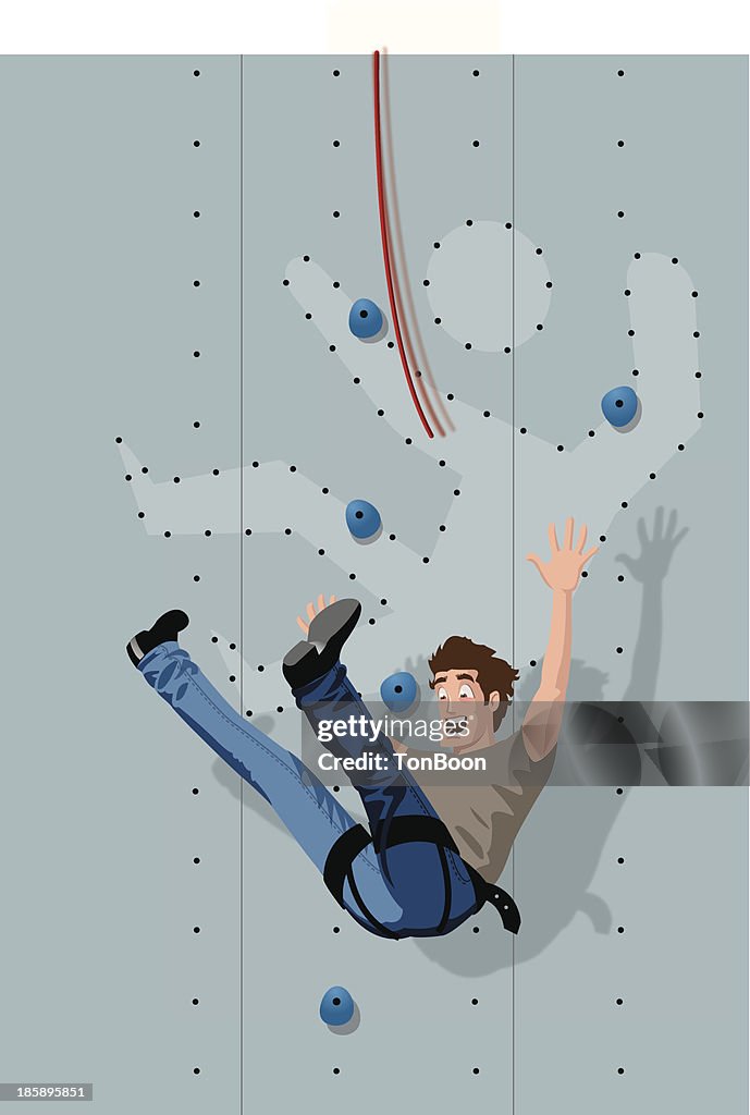 Fall climbing wall