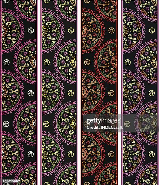seamless embroidery designed borders - sari stock illustrations