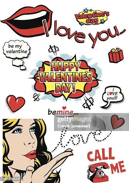 valentine's day pop art - call me gesture stock illustrations