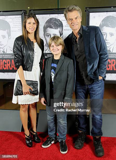 Actors Angela Gots, Samuel J. Dixon, and Harry Hamlin attend the "Immigrant" Film Premiere at Laemmle's Music Hall 3 on October 25, 2013 in Beverly...