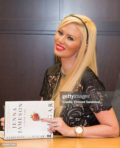 Actress Jenna Jameson signs copies of her new book "Sugar" at Barnes & Noble bookstore at The Grove on October 25, 2013 in Los Angeles, California.