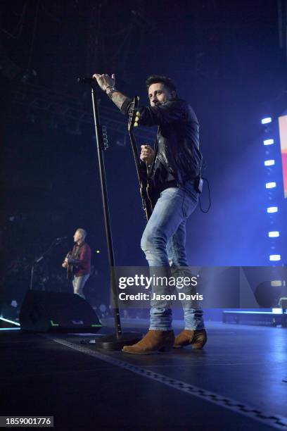 Matthew Ramsey of Old Dominion performs on stage at Bridgestone Arena on December 15, 2023 in Nashville, Tennessee.