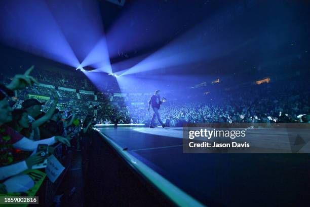 Matthew Ramsey of Old Dominion performs on stage at Bridgestone Arena on December 15, 2023 in Nashville, Tennessee.