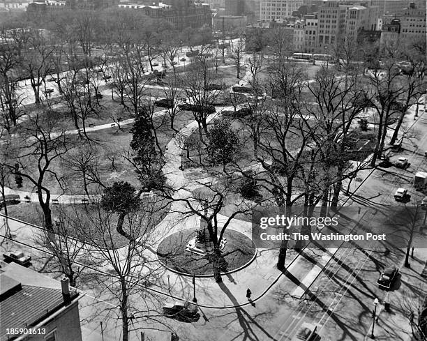 View of Lafayette Square, seen from the old Cosmos Club. Washington Post photo, March, 1957.