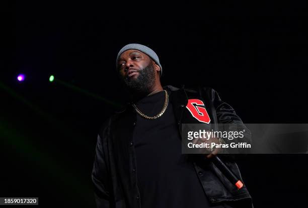 Rapper Killer Mike performs onstage during 2023 V-103 Winterfest: Celebrating 50 Years of Hip Hop at State Farm Arena on December 15, 2023 in...