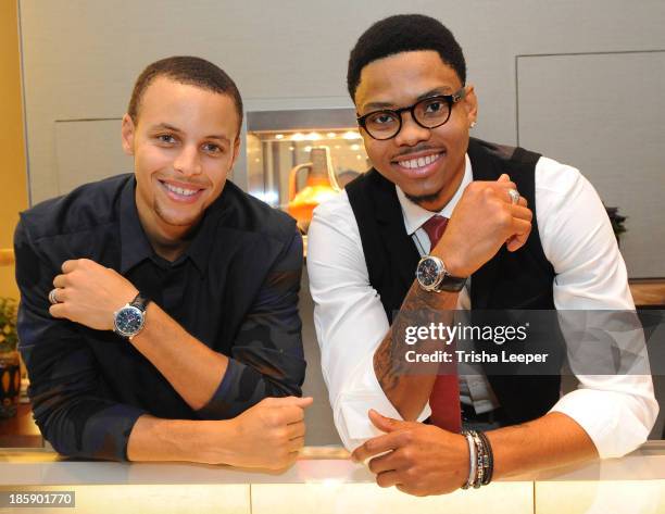 Stephen Curry and Kent Bazemore attend the David Yurman Launch of The Meteorite Collection With Kent Bazemore at Westfield Valley Fair on October 25,...