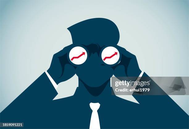 stockillustraties, clipart, cartoons en iconen met anticipate the growing arrow - verrekijker