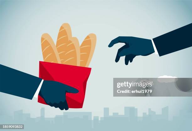 give each other food - meal donation stock illustrations